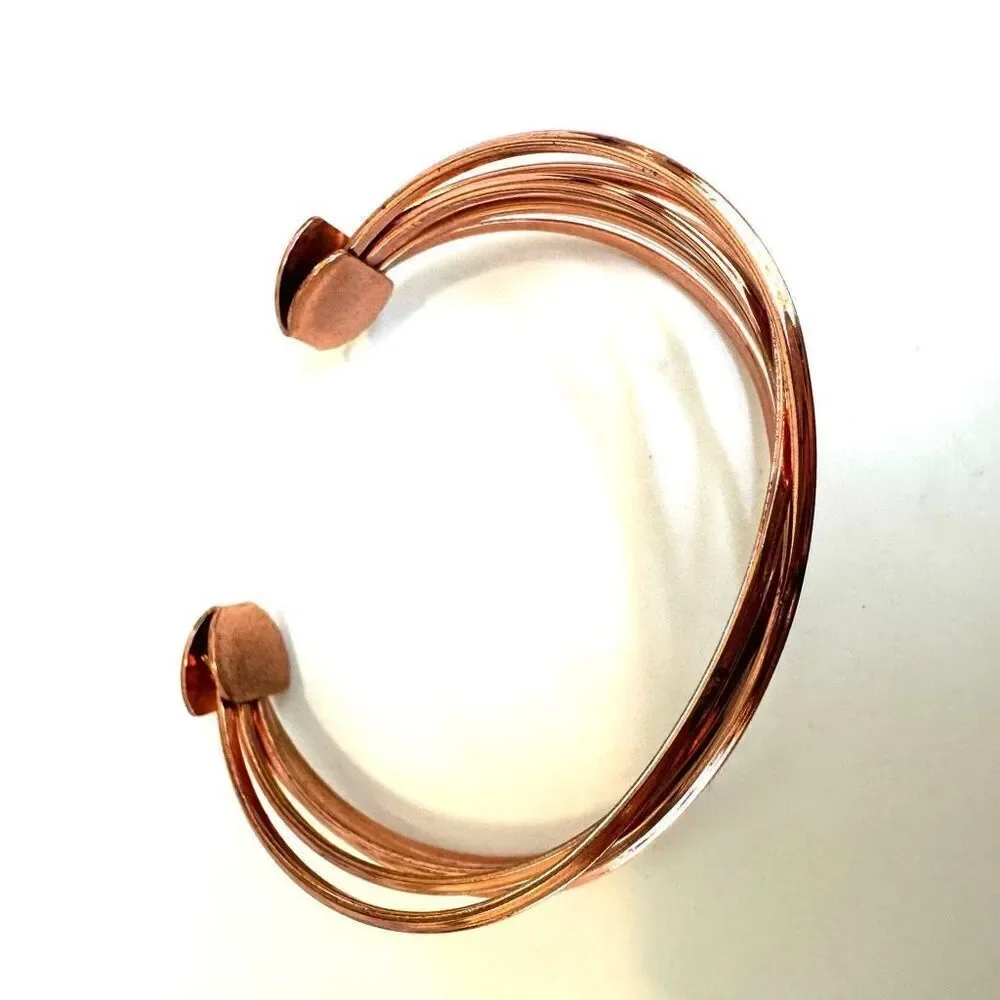 Rose gold tone twisted open cuff bracelet